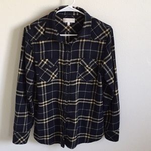 Navy/Cream button down flannel